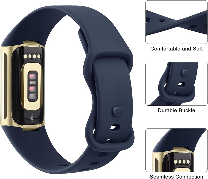 3 Pack Bands for Fitbit Charge 6 / Charge 5 Bands Women Men, Soft Silicone Waterproof Adjustable Wristband Replacement Sport Straps for Fitbit Charge 5 / Charge 6 Fitness Tracker