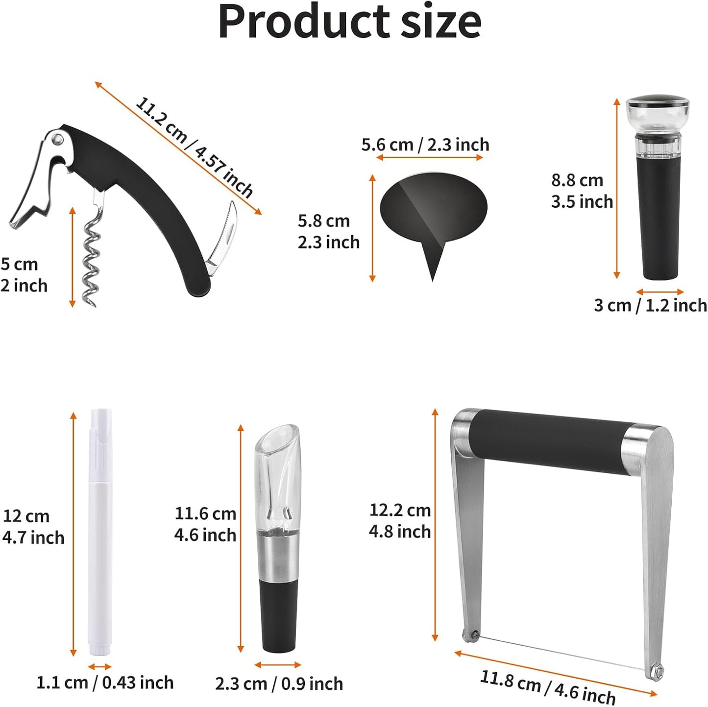 Guowall 10pcs Stainless Steel Cheese Wire Slicer Hand Held Butter Cutter Kitchen Manual Tool with Wine Opener Stopper Pourer Accessories