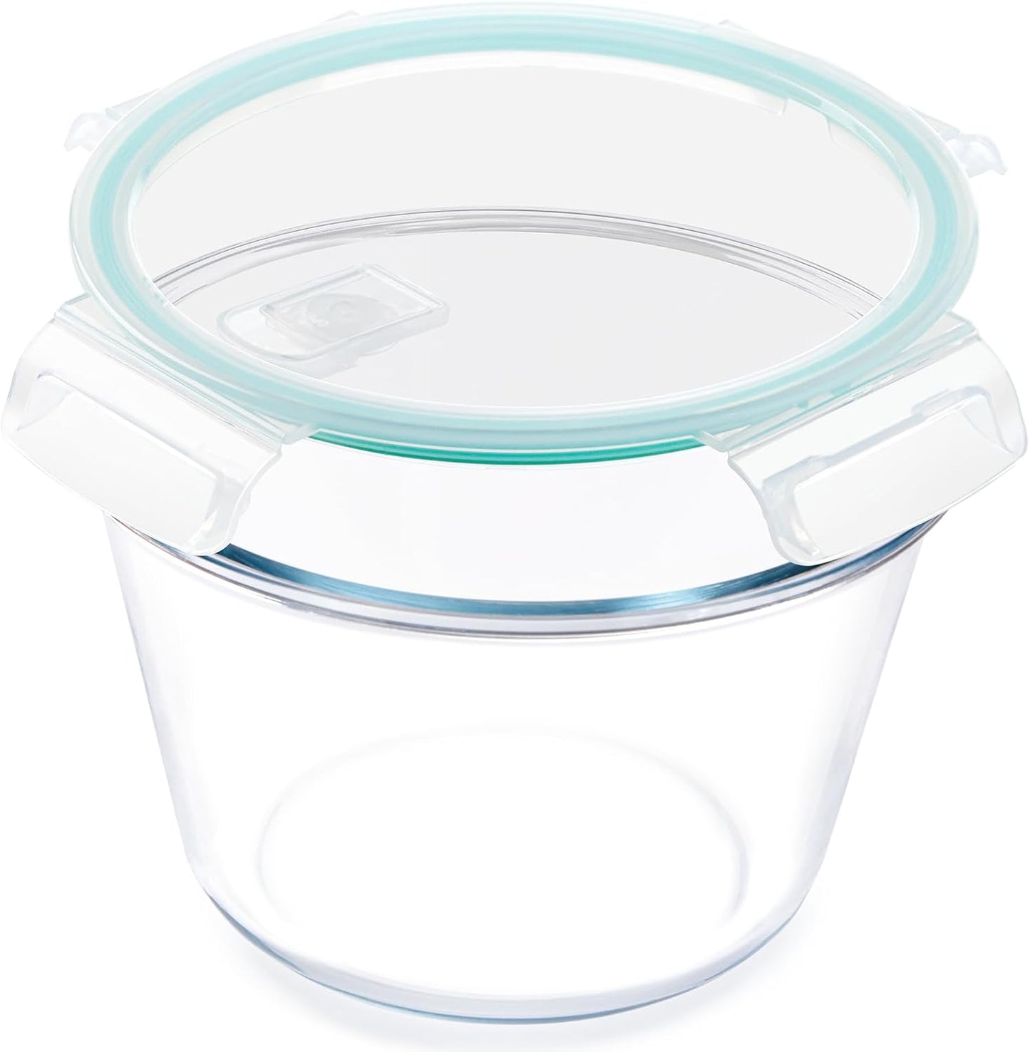 NUTRIUPS 2.1L Glass Food Storage Containers with Lids, 7.6×5in Deep Round Meal Prep Containers, Glass Mixing Bowls With Lid