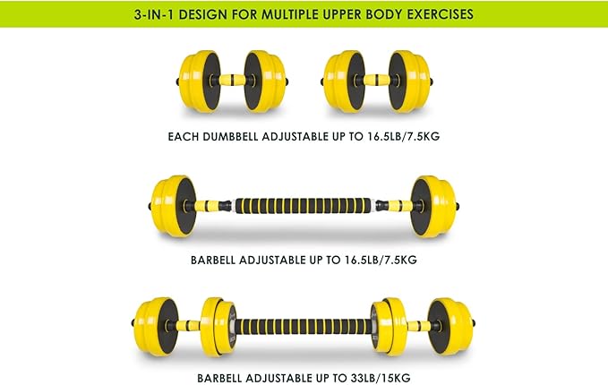 ProsourceFit Adjustable Dumbbell & Barbell Weight Set, 2-in-1 Free Weights Available 44Lbs, Home Gym Equipment