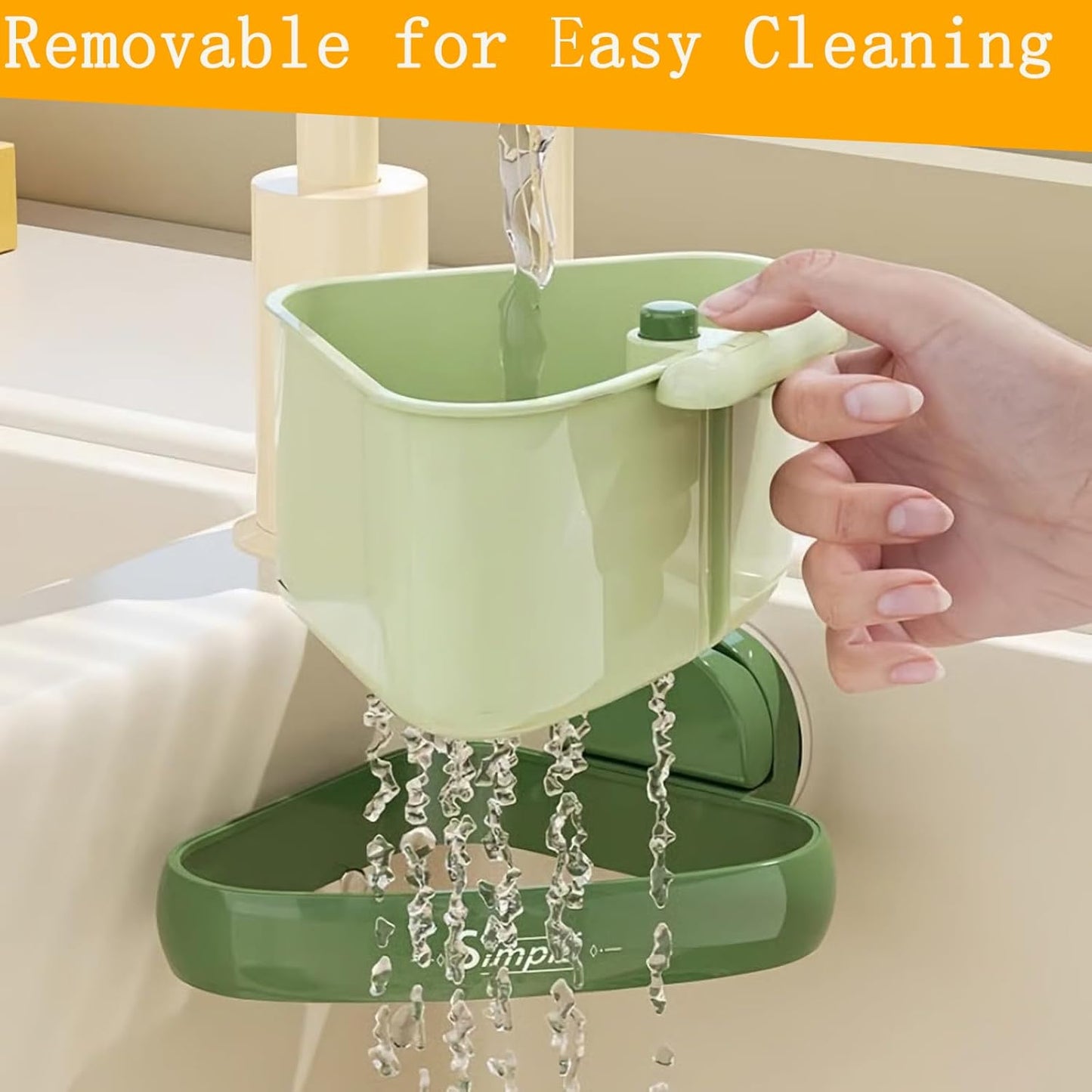 Suction Cup Sink Strainer Corner Rack, Automatic Dumping Triangular Sink Storage Rack Holder, 2025 New Plastic Sink Basket Shelf with Drain Hole & Sucker, Corner Hanging for Kitchen Bathroom