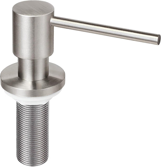 All Brass Soap Dispenser for Kitchen Sink Countertop Sink Soap Dispenser 17 OZ Bottle Built in Refill from The Top with Long Spout (Brushed Nickel)