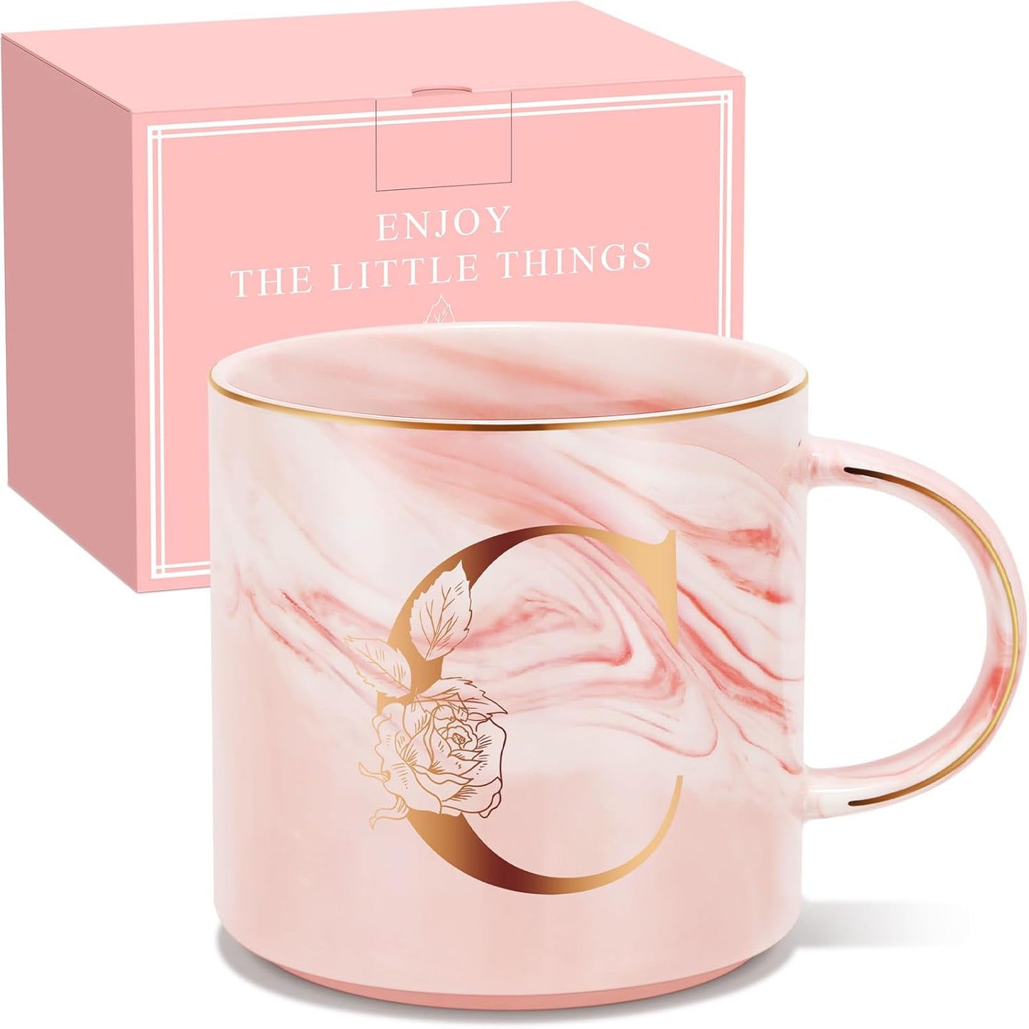 Personalized Gifts for Women Coffee Mug, Initial Customized Gift Monogrammed A-Z Coffee Mug 12 OZ, Christmas Anniversary Birthday Gifts for Women Mom Grandma Friend Sister Wife(C)