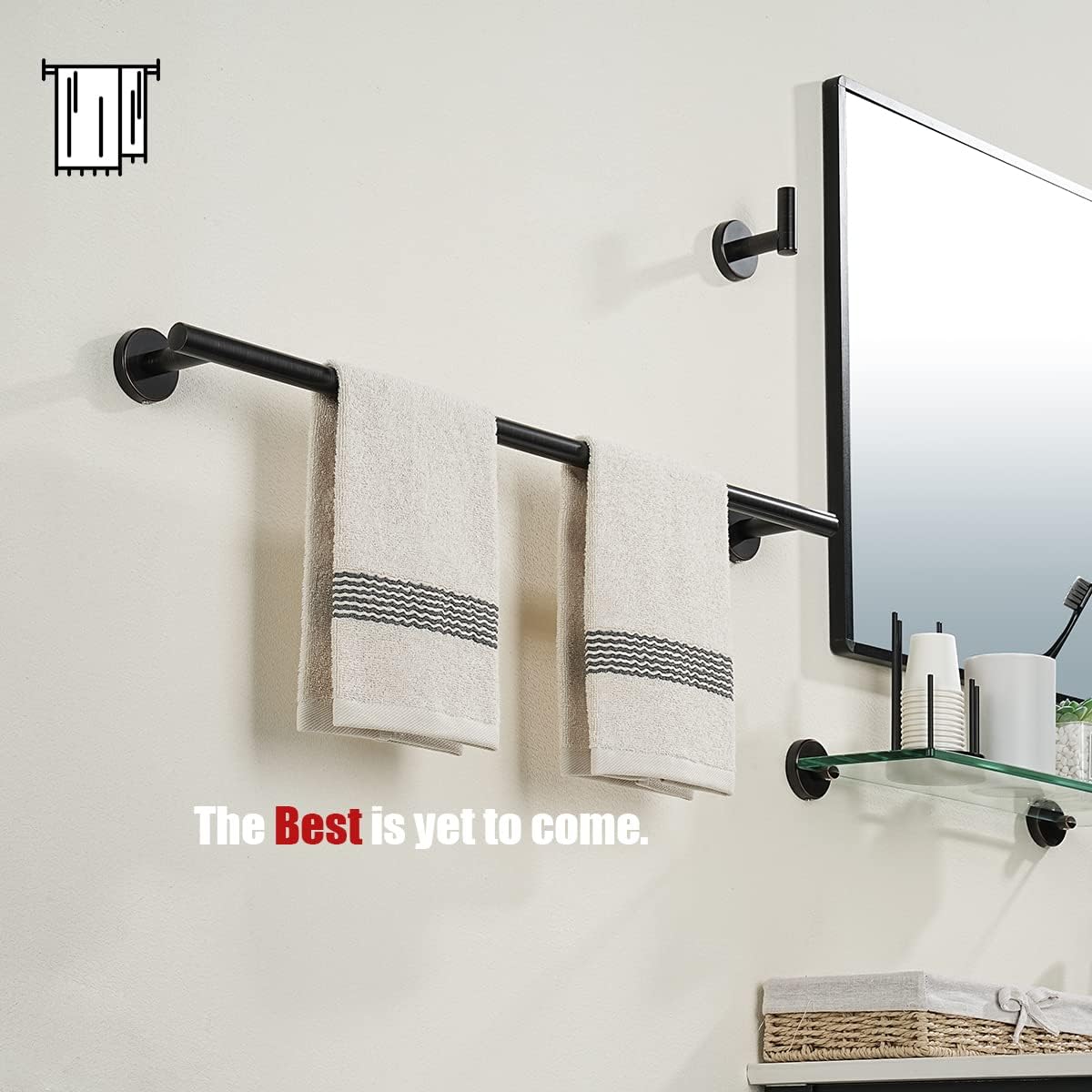 JQK Oil Rubbed Bronze Towel Bar, 24 Inch 304 Stainless Steel Thicken 0.8mm Towel Rack Bathroom, Towel Holder Wall Mount, Total Length 27 Inch, TB110L24-ORB