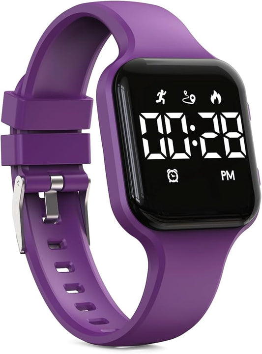 Kids Fitness Tracker,Digital Pedometer Watch，Sport Watch, Steps Counter, Waterproof, Alarm Clock for Boys Grils Kids Children (Purple)