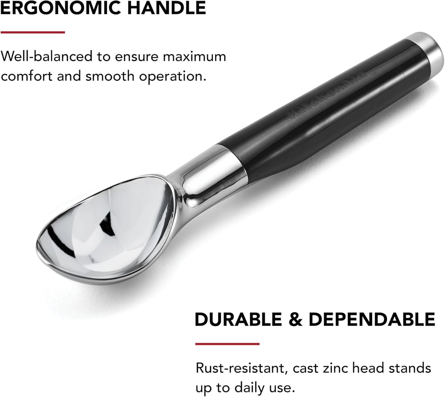 KitchenAid Classic Ice Cream Scoop, 8.6 inches, Black