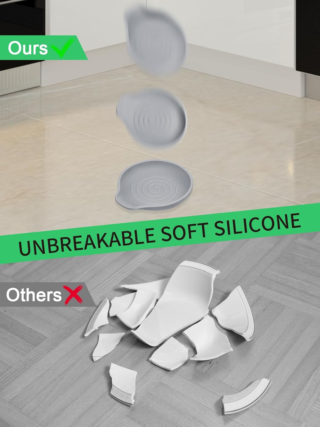 6.1" Large Spoon Rest for Stove Top, Silicone Spoon Rest for Kitchen Countertop Set of 2 Gray, Heat-Resistant Utensil Rest for Spatula, Tongs or Spoon