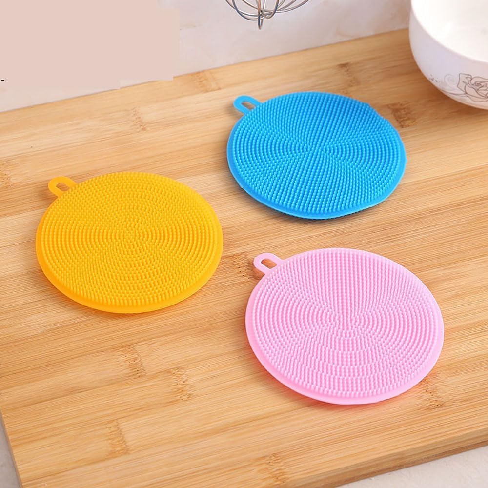 7 PCS Silicone Dish Scrubber, Kitchen Sponges, Silicone Sponge,Dish Brush, Dish sponges, Silicone Sponge Dish Sponges, Kitchen Sponge Double Sided Cleaning Sponges (orange)
