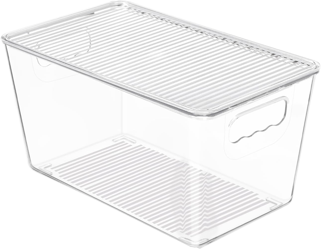 Vtopmart 1 Pack Clear Stackable Storage Bin with Lid, Medium Plastic Container with Handle for Pantry Organizer and Storage,Perfect for Kitchen,Fridge,Cabinet, Closet,Bathroom Organization