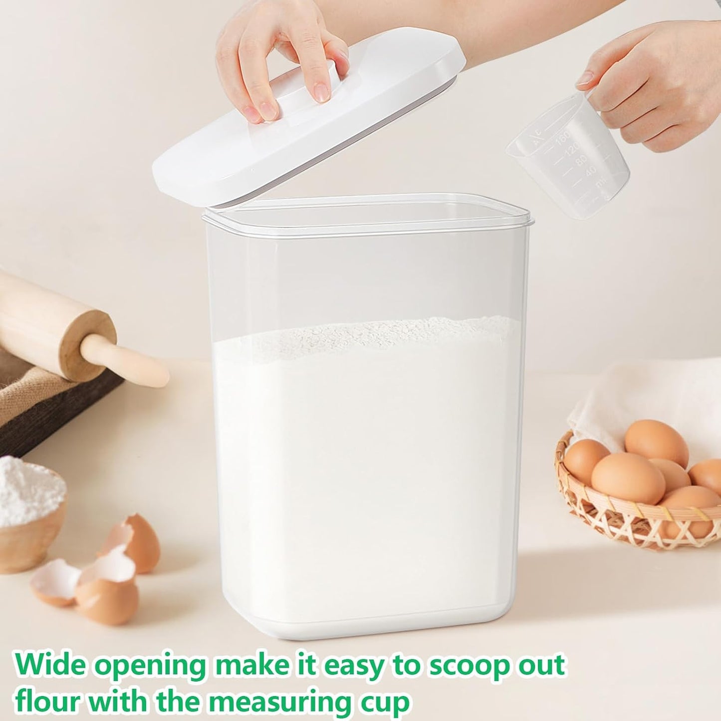 Airtight Flour Rice Storage Container with Pop-up Lid - 6 Qt | 11 Lbs Crystal-Clear Plastic Bread Container, Tall and Slim Storage Bin Fit for Kitchen Pantry Organization