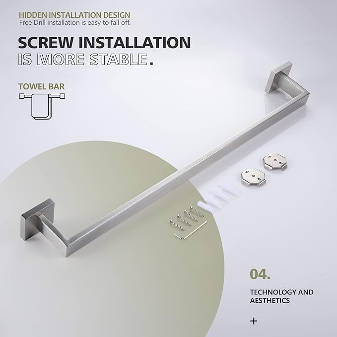 KOKOSIRI 20-Inch Single Towel Bar SUS304 Stainless B4003BR-L20