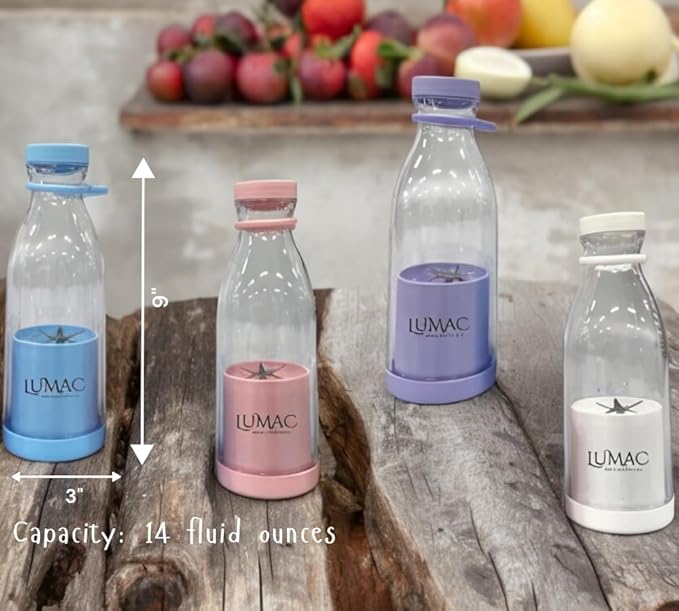 LUMAC - 14oz Portable Blender for Shakes and Smoothies (White), Medium