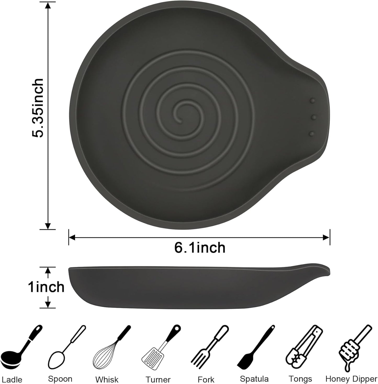 Silicone Spoon Rest for Stove Top - BPA-Free, Heat-Resistant Spoon Holder - Spoon Rest for Kitchen Counter - Large Cooking Utensil Rest for Spoons, Spatulas, Ladles or Tongs - Black
