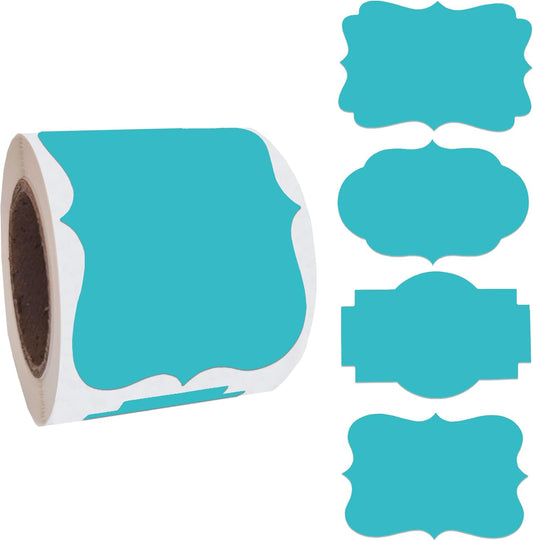 SALEMAR 2" x 3" Cyan Blue Sticker Labels, 200PCS Self-Adhesive Write On Tags for Essential Oil, Bottles, Food, Jars, Canning, Christmas (Cyan Blue)