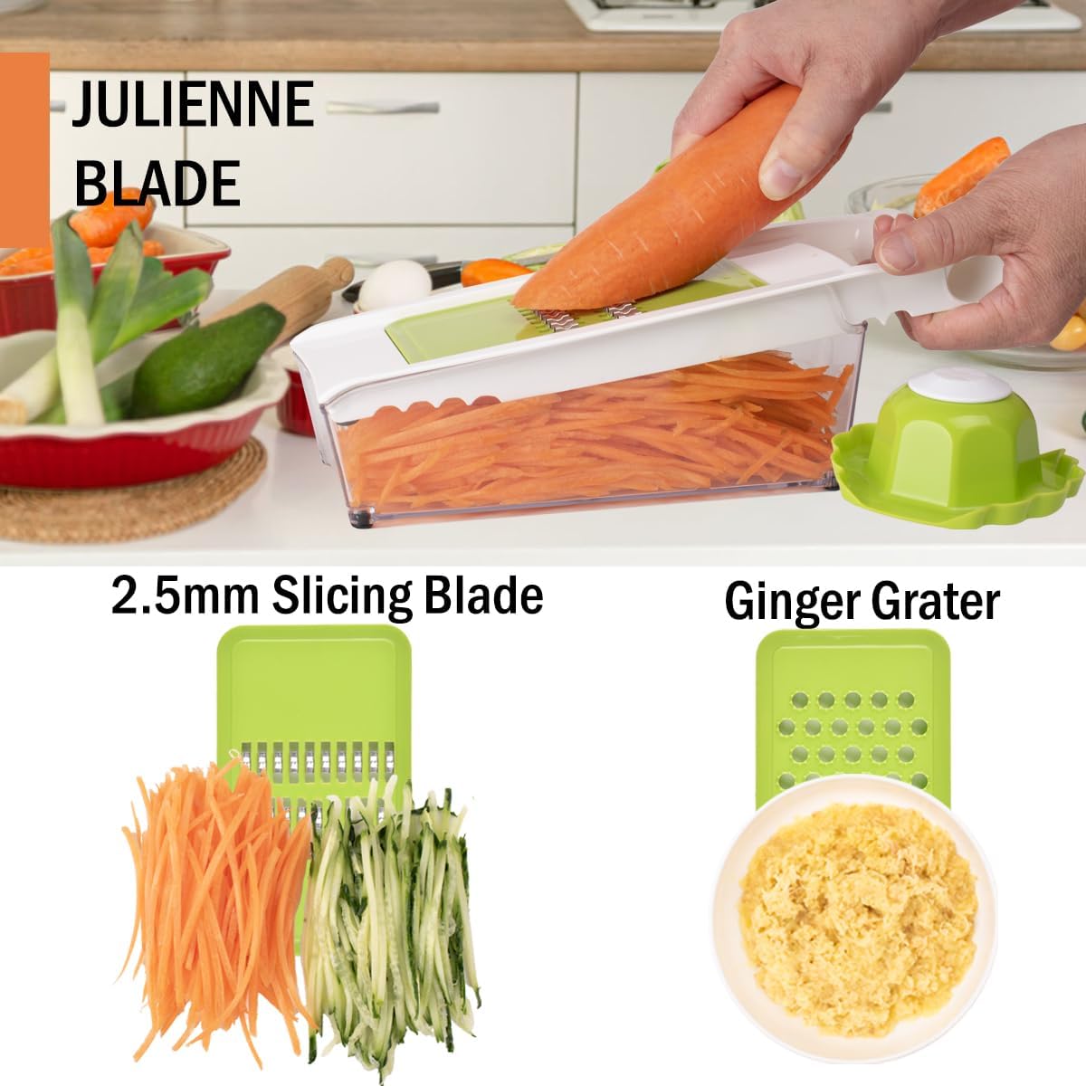 Cheese Grater with Container,5 In 1 Mandoline Slicer for Kitchen,Multi Purpose Vegetable Slicer, Easy to Clean Vegetable Chopper,Cheese Shredder,Julienne Slicer and Peeler
