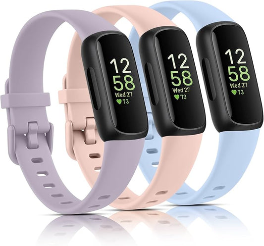 3 Pack Bands Compatible with Fitbit Inspire 3 Bands, Soft Silicone Adjustable Wristband Replacement Sport Straps Compatible with Fitbit Inspire 3 Fitness Tracker