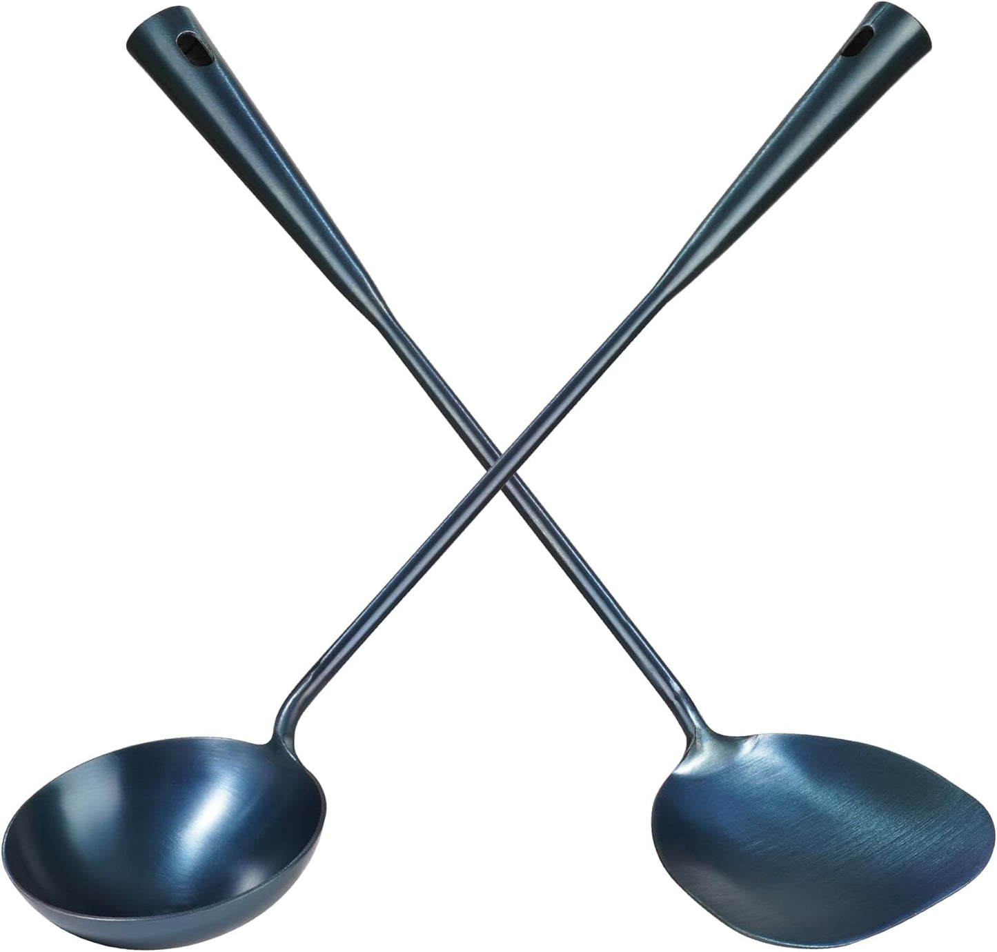 Traditional Hand Made spatula & Ladle Wok Tool Set,Chinese Iron Ladle & spatula,15.8in inches wok utensils