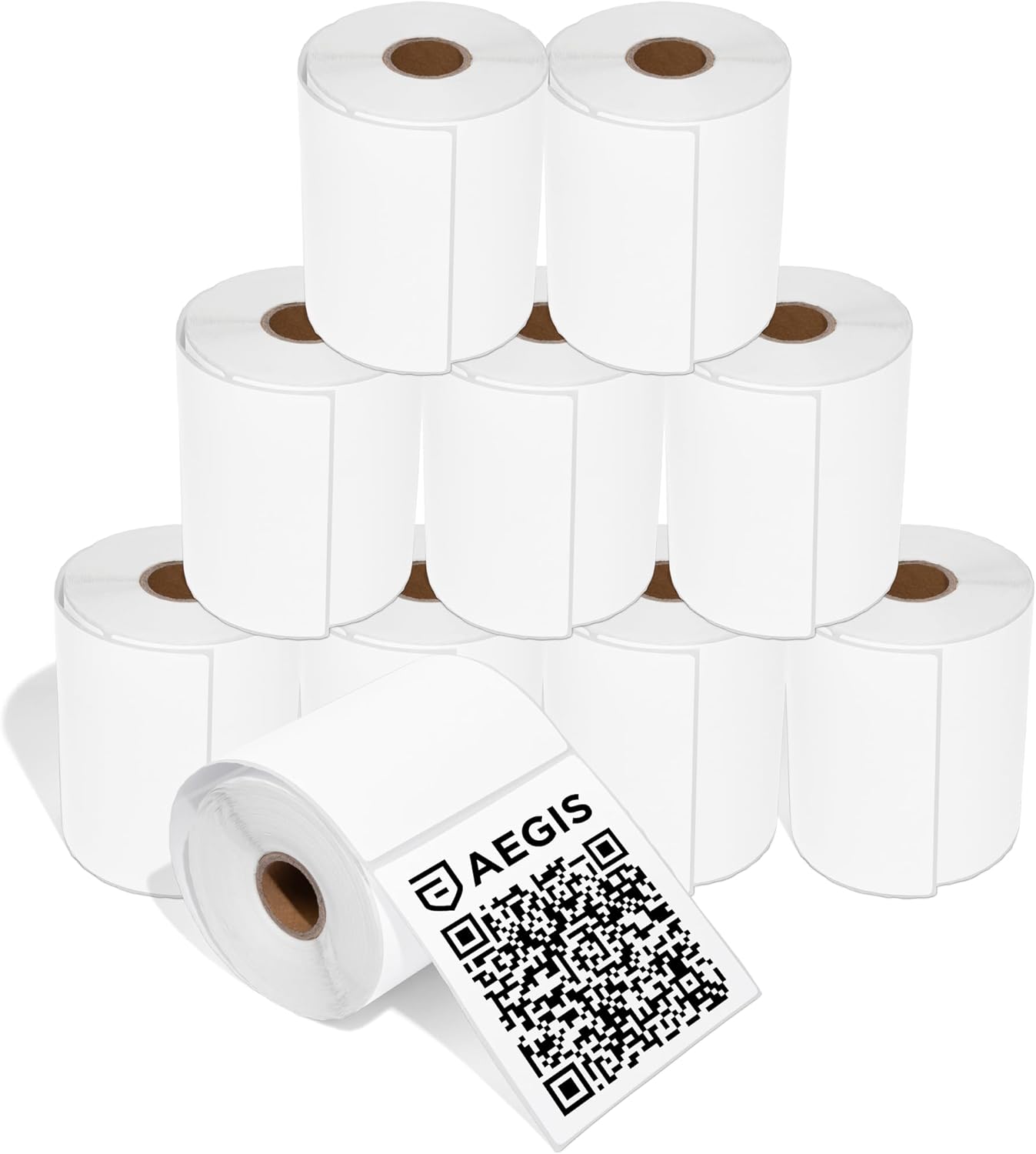 Aegis Adhesives - 4" X 4" Square Direct Thermal Labels Compatible with Rollo, Zebra, and Other Desktop Label Printers (10 Rolls, 350/Roll)