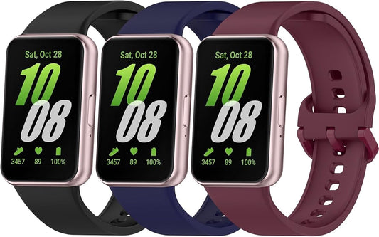 3 PACK Bands for Samsung Galaxy Fit 3 Band Women Men, Soft Adjustable Silicone Replacement Watch Strap Compatible with Galaxy Fit 3 Smartwatch Accessories