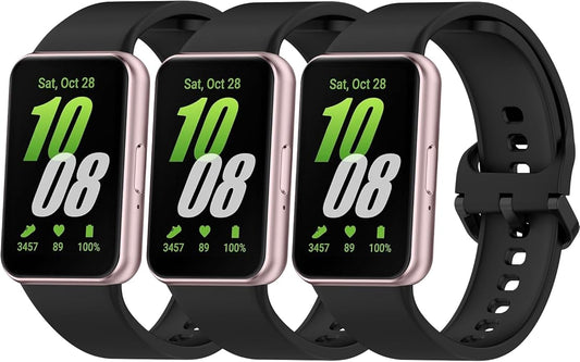 3 PACK Bands for Samsung Galaxy Fit 3 Band Women Men, Soft Adjustable Silicone Replacement Watch Strap Compatible with Galaxy Fit 3 Smartwatch Accessories