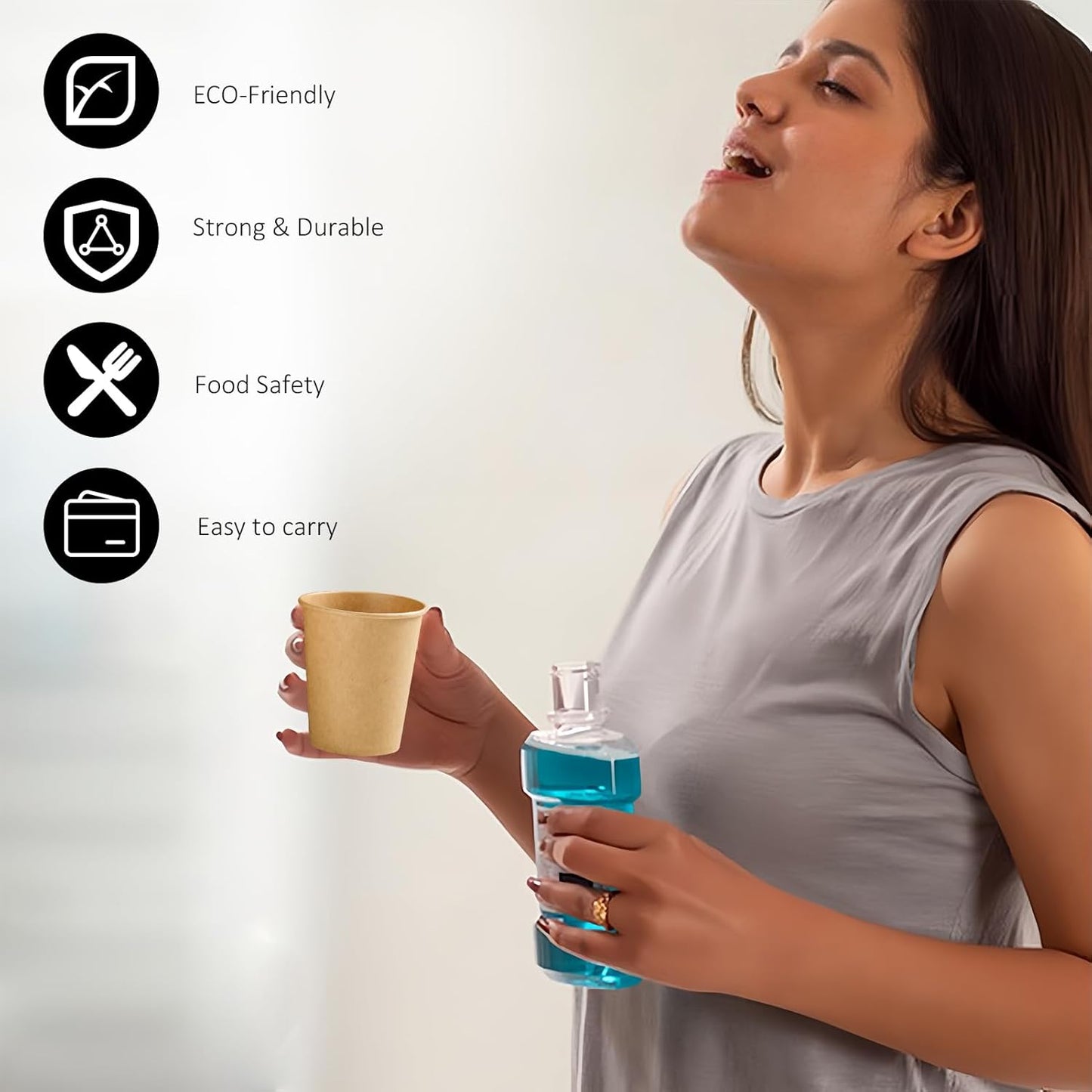 300 Pack 3 oz Paper Cups, Disposable Kraft Small Bathroom Cups 3 Ounce, Hot/Cold Beverage Cups for Home, Kitchen, Party