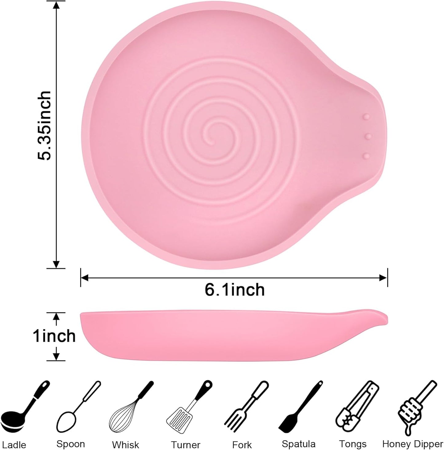 Silicone Spoon Rest for Stove Top - BPA-Free, Heat-Resistant Spoon Holder - Spoon Rest for Kitchen Counter - Large Cooking Utensil Rest for Spoons, Spatulas, Ladles or Tongs - Pink