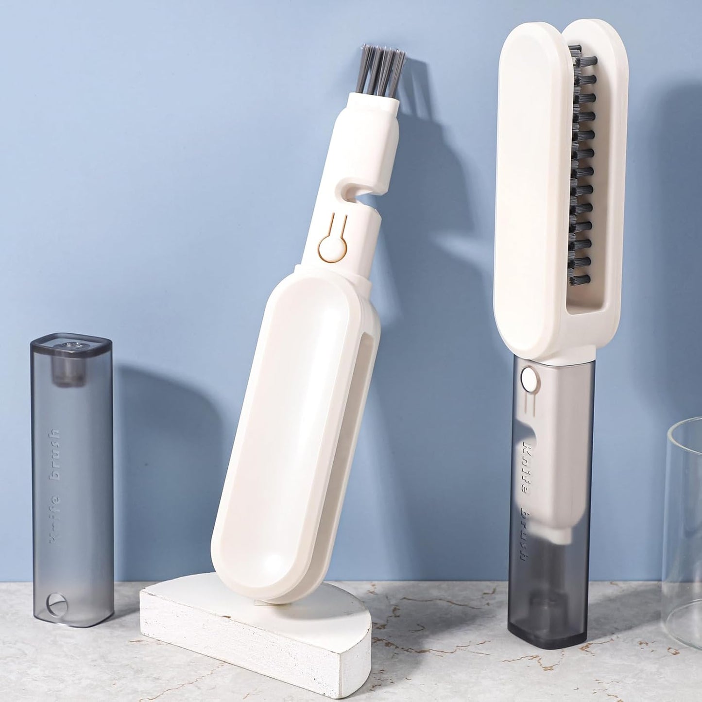 Multifunctional Cleaning Brushes Set of 2, Scrub Brush Tools.Crevice Cleaning Brush for Home Kitchen Knives Cutlery