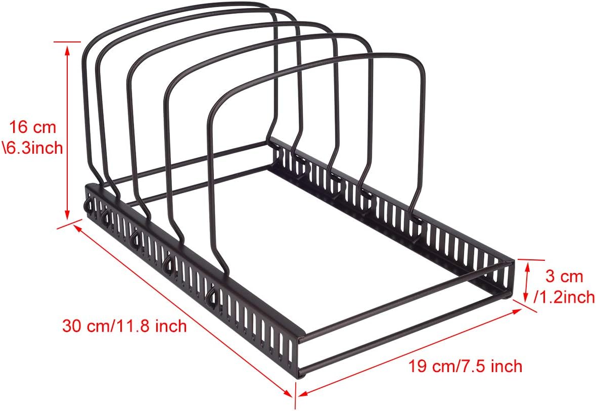 Toplife 10+ Bakeware Organizer Rack for Kitchen Bakeware, Cookware, Dinnerware, Cutting Boards, Plates, Pot and Pan Lids (Brown)