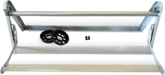 30" Wide Roll Paper Dispenser with Cutter – Wall Mounted Roll Dispenser with Serrated Cutter – Fits Craft, Freezer, Wrapping, Butcher Paper Roll or Cling Film – Heavy-Duty, Grey