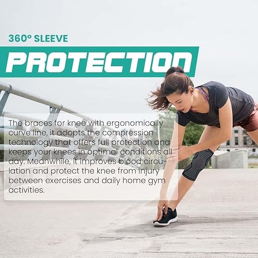 Knee Brace for Pain Relief and Support – 2-Pack Compression Knee Sleeves for Men and Women, Knee Support for Running, Sports, Arthritis, Meniscus Tear, ACL Injury Recovery S-XL