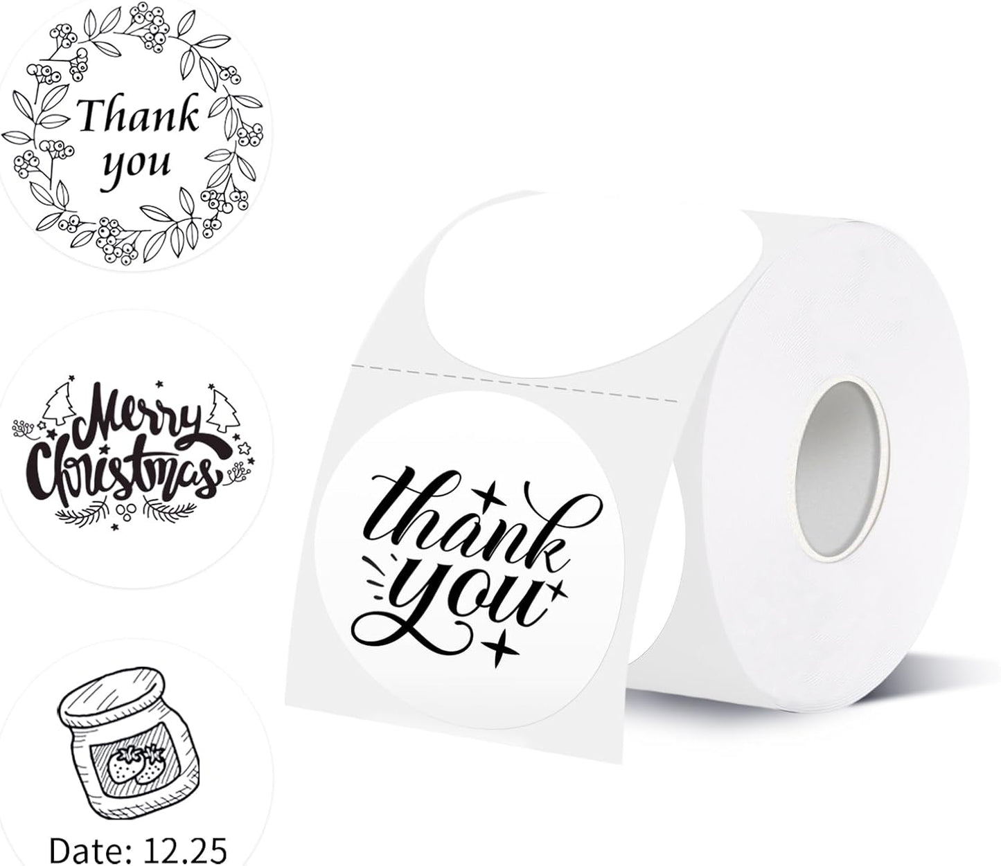 starboling Thermal Labels,2 Inch White Round Thermal Printer Stickers,Self-Adhesive Round Direct Thermal Labels,Thermal Stickers for DIY Logo Design,Name Tag (500/Roll）