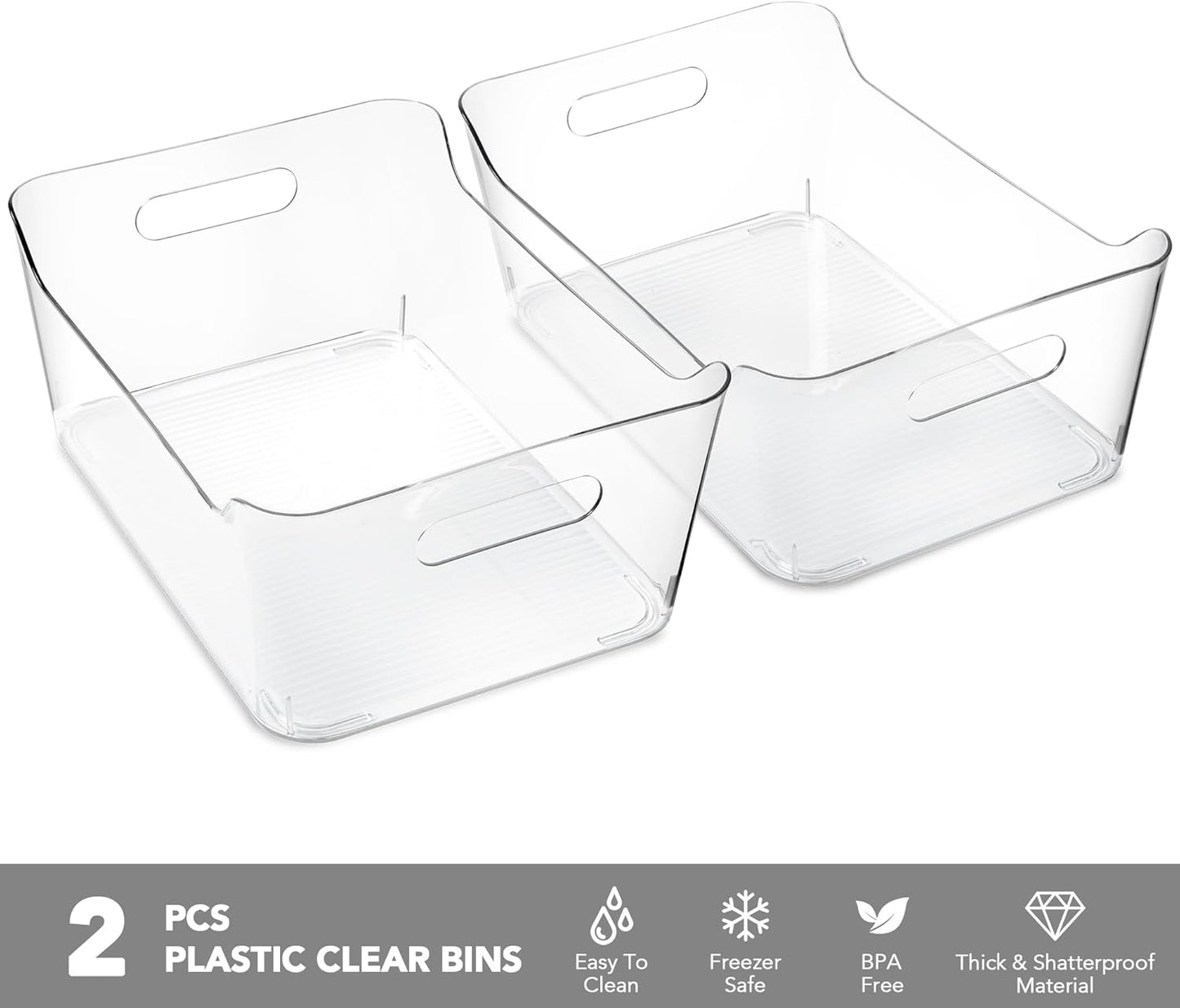 Tiawudi 4 Pack Plastic Storage Bins, Extra Large Pantry Organizer, 13.5" x 10" Clear Storage Containers and Organizer Bins, Multi-Use Bins for Home, Kitchen, Closet and Cabinet