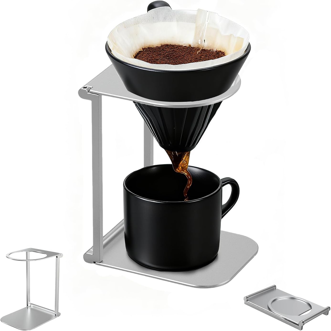 Portable Foldable Coffee Machine Stand with Pour Over Stand for Pour Over Coffee Dripper