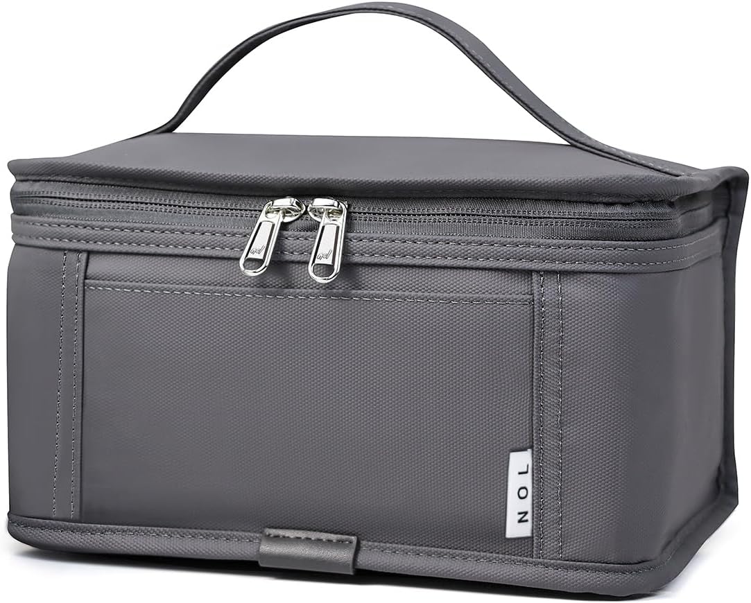 NOL Natural Organic Lifestyle Small Lunch Bag Mini Lunch Box Insulated Lunch Bag for Men/Women Leakproof Cooler Tote Bag Lightweight Nylon Waterproof Lunch Box For Work, Dark gray