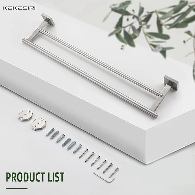 KOKOSIRI Towel Holder Bathroom Accessories Double Towel Bar 24 Inch B5005BR-L24