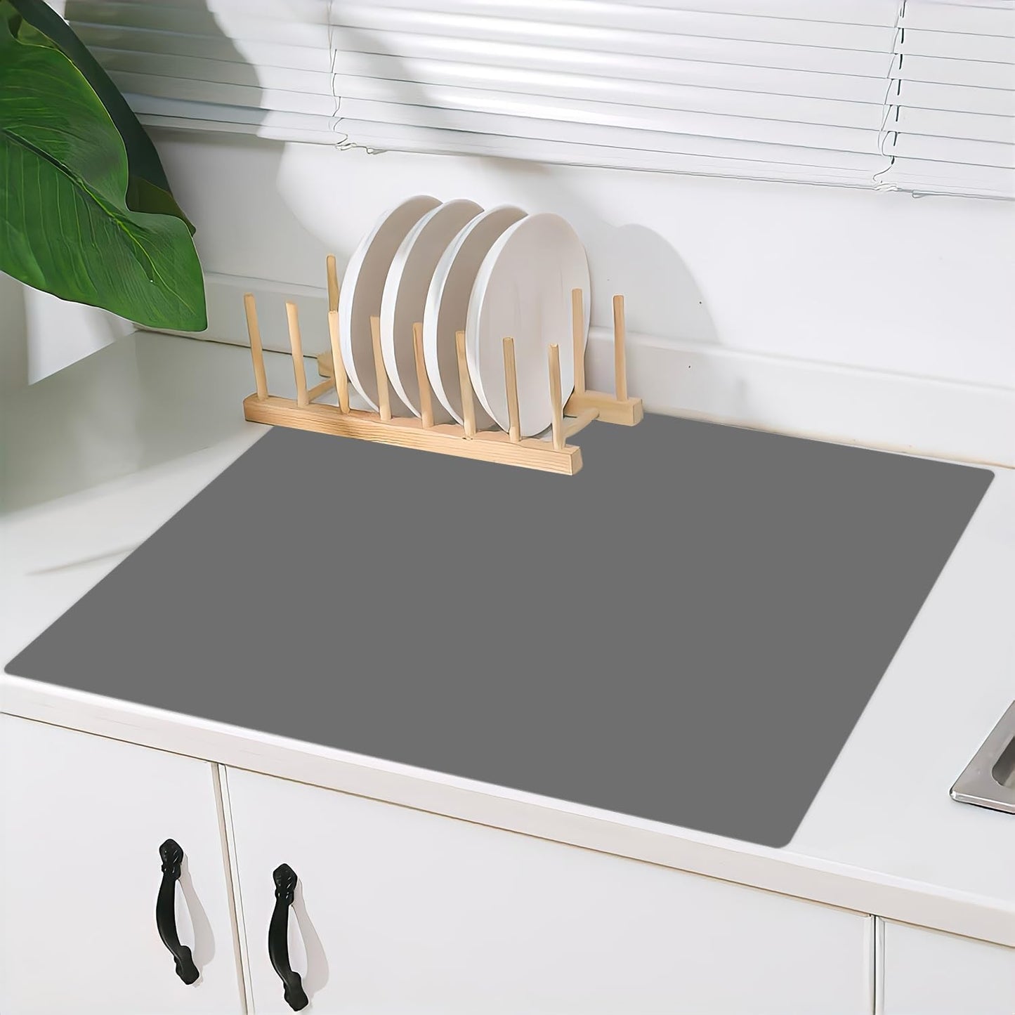 2MM Super Thick Large Silicone Mat, 23.6"x23.6" Silicone Mats for Kitchen Counter, Non-slip Heat Resistant Mat, Waterproof Countertop Protector Mats (Dark Grey)