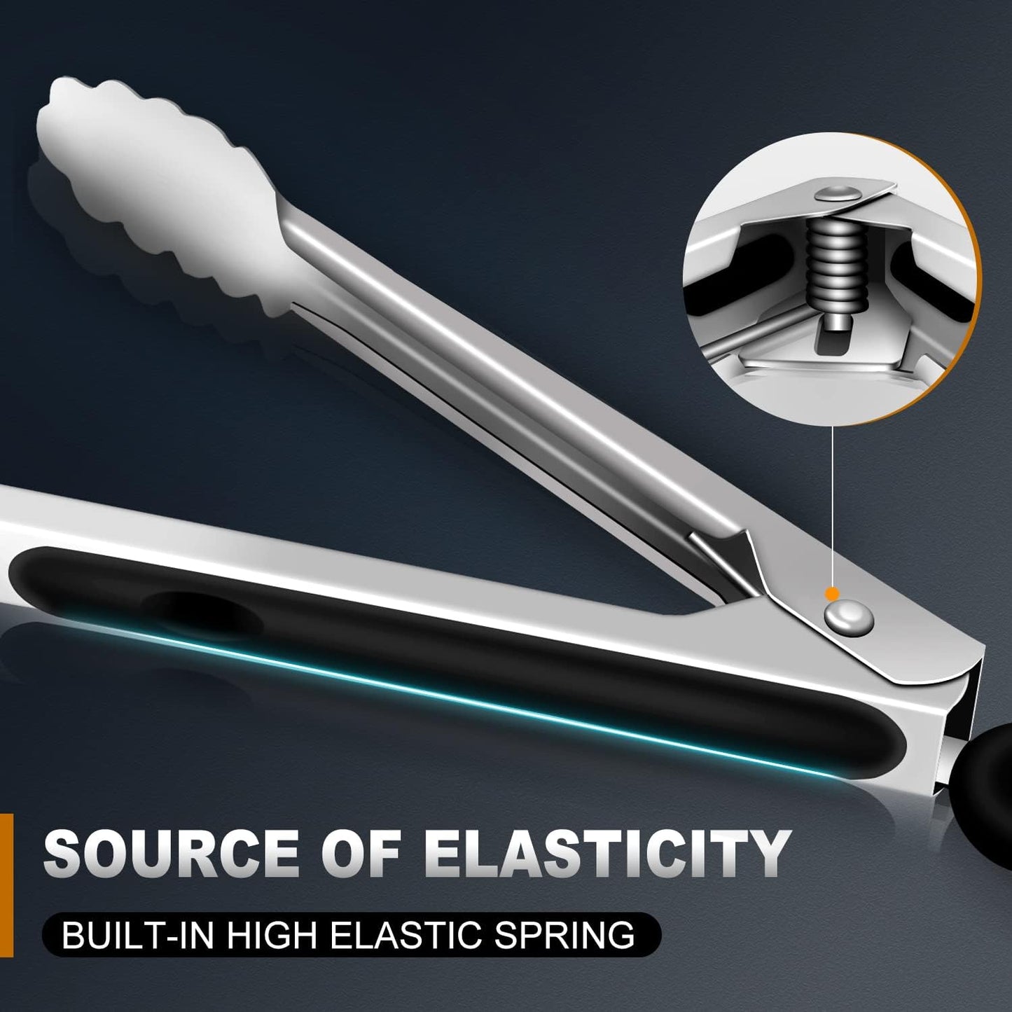 Grill Tongs, 17 Inch Extra Long BBQ Tongs, Heat Resistant 600 Degrees Stainless Steel tongs, Kitchen Metal Locking Tongs for Cooking, Grilling, Outdoor Barbecue