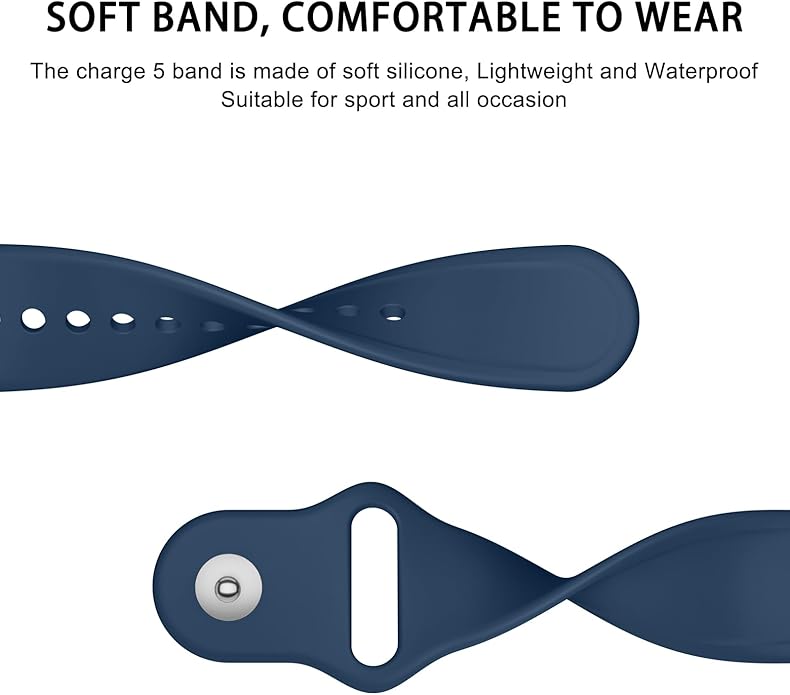 Meliya Compatible with Fitbit Charge 5 Bands Men Women, Sport Band Soft Silicone Waterproof Wristbands Replacement Strap for Fitbit Charge 5 Advanced Fitness Tracker