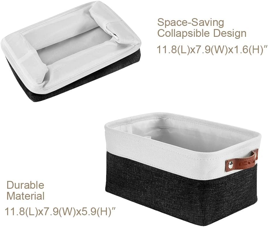 DECOMOMO Small Storage Basket, Closet Storage Bins, Baskets for Organizing Shelves (Black & White, Small - 6 Pack)