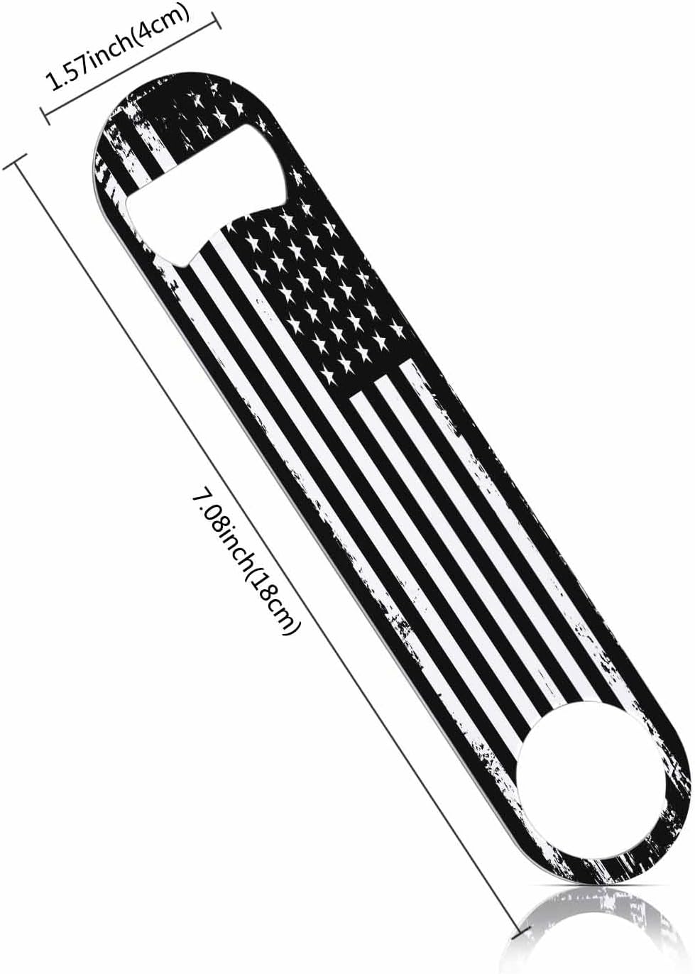 Grunge American Flag Stainless Steel Bottle Opener USA Flag Black and White Stars United Patriotism Flat Beer Bottle Opener Keychain for Home Kitchen Bar Restaurant Party Birthday Gift