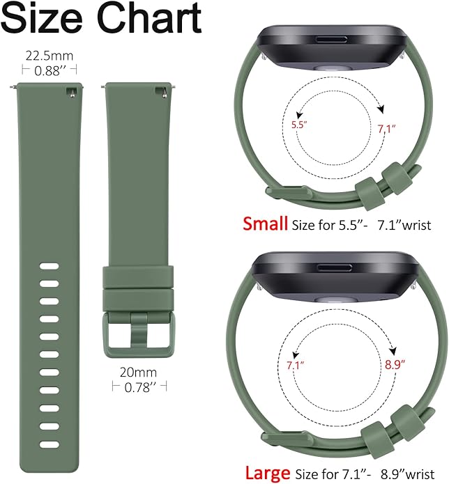 3 Pack Sport Bands Compatible with Fitbit Versa Bands, Classic Soft Sport Replacement Wristbands for Fitbit Versa 2 Smart Watch Women Men