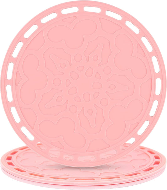 Smithcraft Silicone Trivet Mat - Big Round Silicon Coaster for Hot Dishes and Pots, Countertops, Tables, Pot Holders, Spoon Rest Place Mats - Set of 3 - Pink