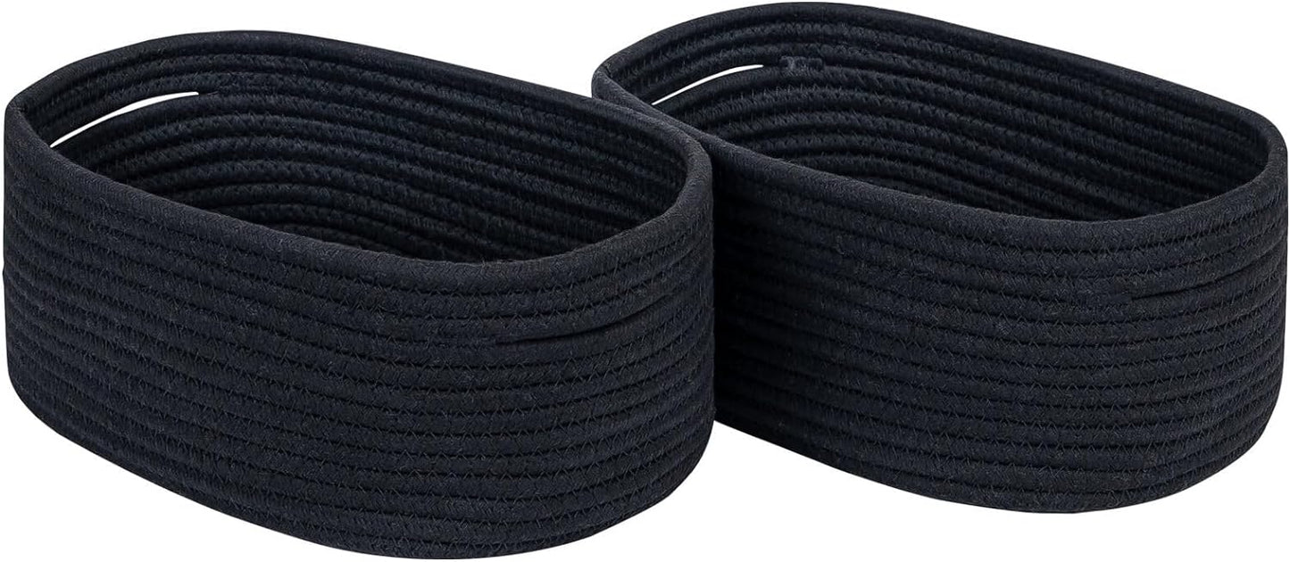 CubesLand Cute Black Basket Bins,Small Woven Storage Baskets for Shelf,Baby Nursery Basket Bin,Cube Organizer Basket Bin,Soft Toys Storage Basket,Home Decor Organization Bins 12 x 8 x 5 inches