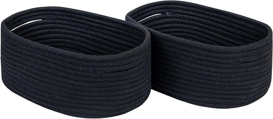 CubesLand Cute Black Basket Bins,Small Woven Storage Baskets for Shelf,Baby Nursery Basket Bin,Cube Organizer Basket Bin,Soft Toys Storage Basket,Home Decor Organization Bins 12 x 8 x 5 inches