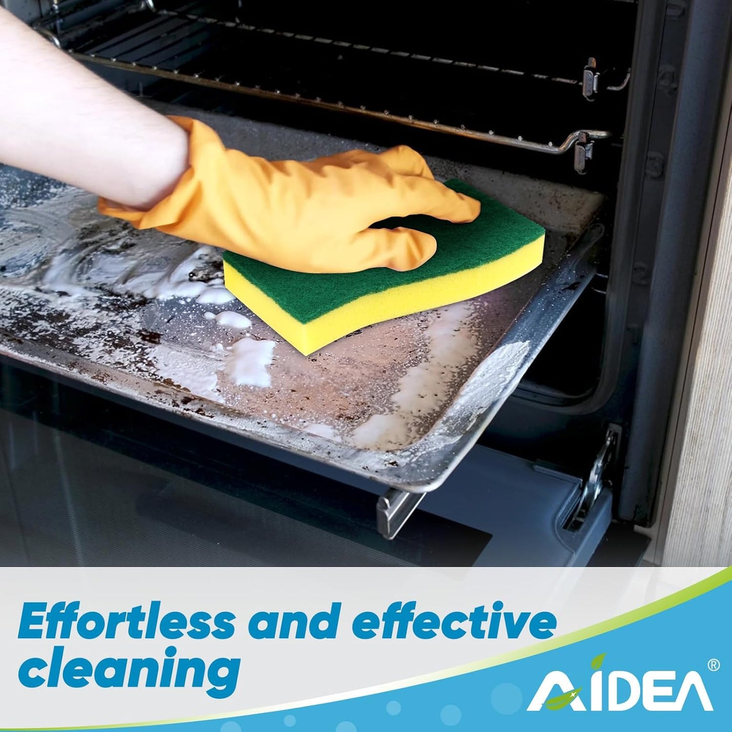 AIDEA Sponges Kitchen, XL Heavy Duty Dish Sponge, Cleaning Dish Scrubber Sponge for Home and Kitchen, Extra Large Cleaning Supplies for Pots, Pans, 12 Pack