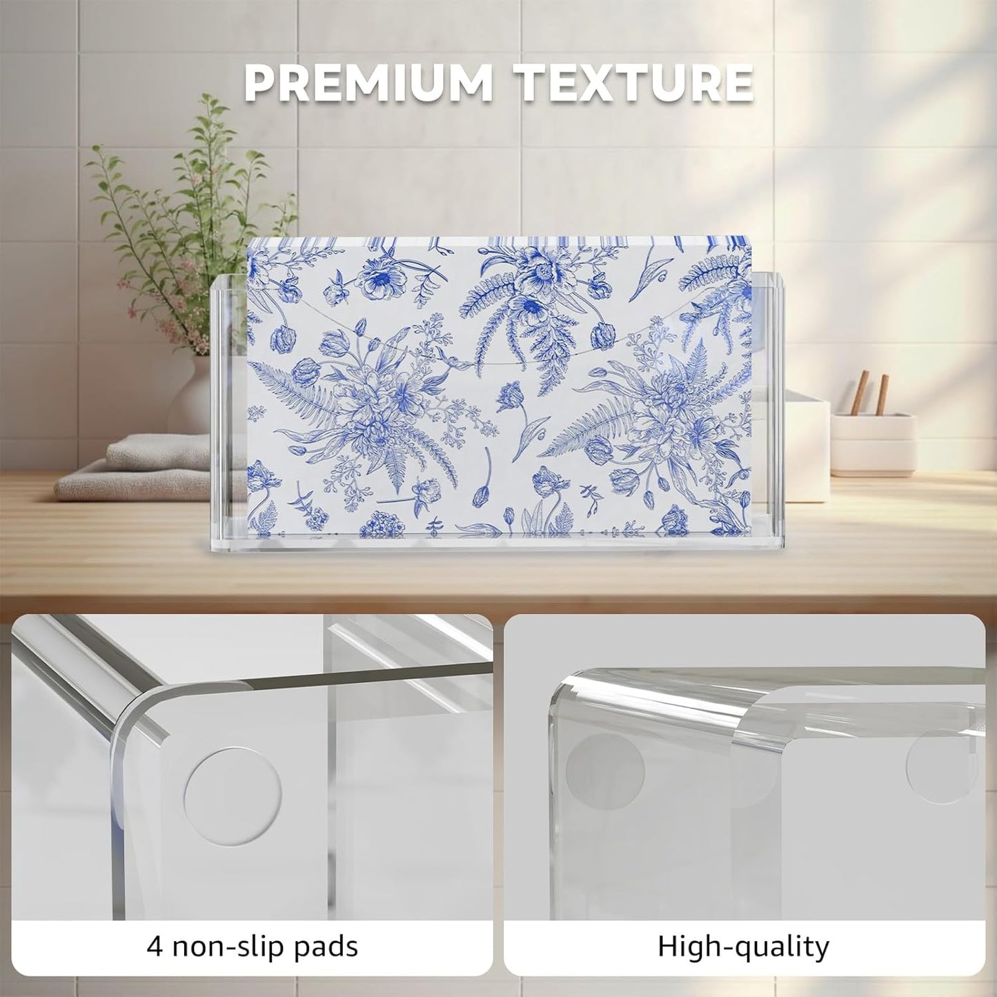 Acrylic Napkin Holder, Guest Towel Holder, Clear Waterproof Vertical Napkins Holder for Dining Table, Disposable Hand Towels Tray for Bathroom, Hotel, Kitchen