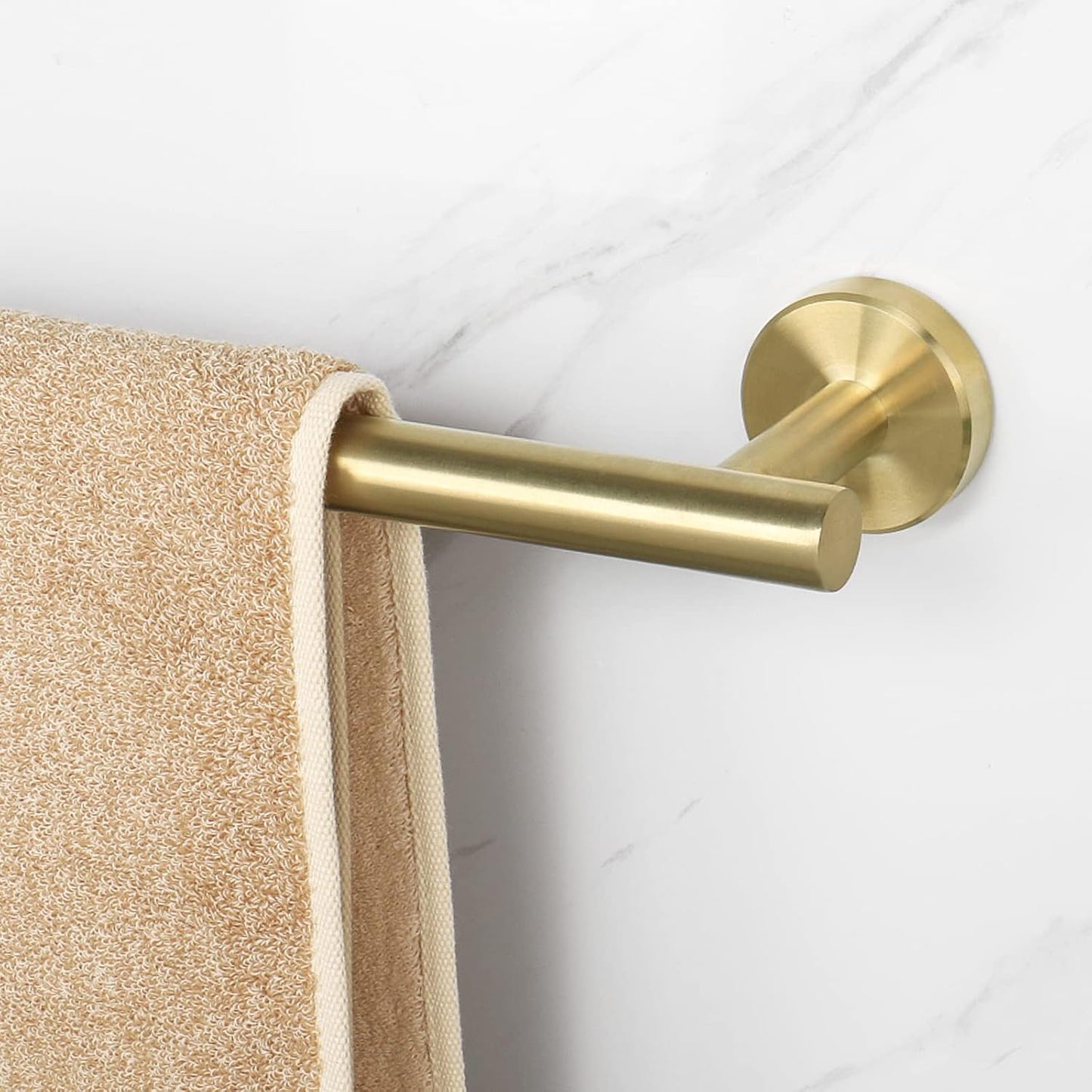 NearMoon Bath Towel Bar, Bath Accessories Thicken Stainless Steel Shower Towel Rack for Bathroom, Towel Holder Wall Mounted (1 Pack, Brushed Gold, 26 Inch)