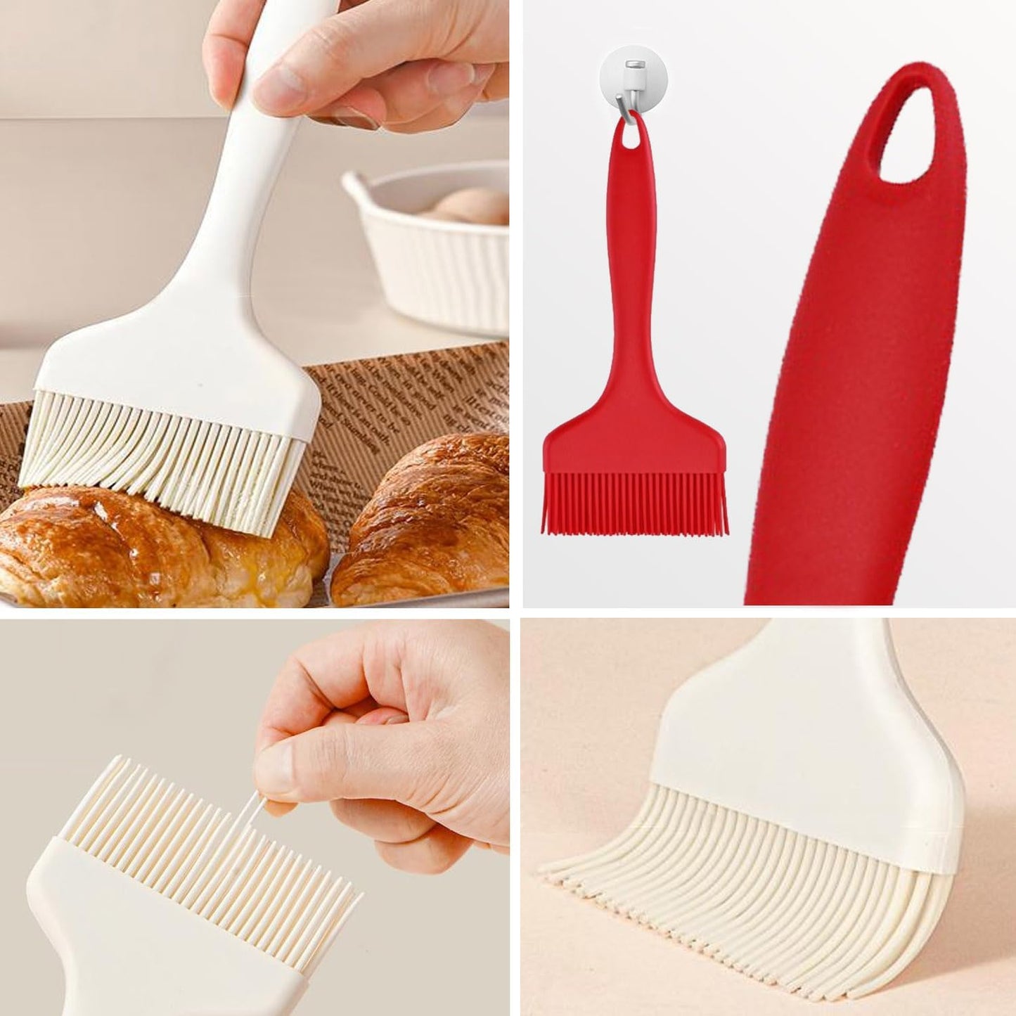 Large Silicone Basting Pastry Brush, Limso 2 PCS Heat Resistant Food Brush, Cooking Brush Suitable for BBQ Grill and Baking, Dishwasher Safe (2 Colors)