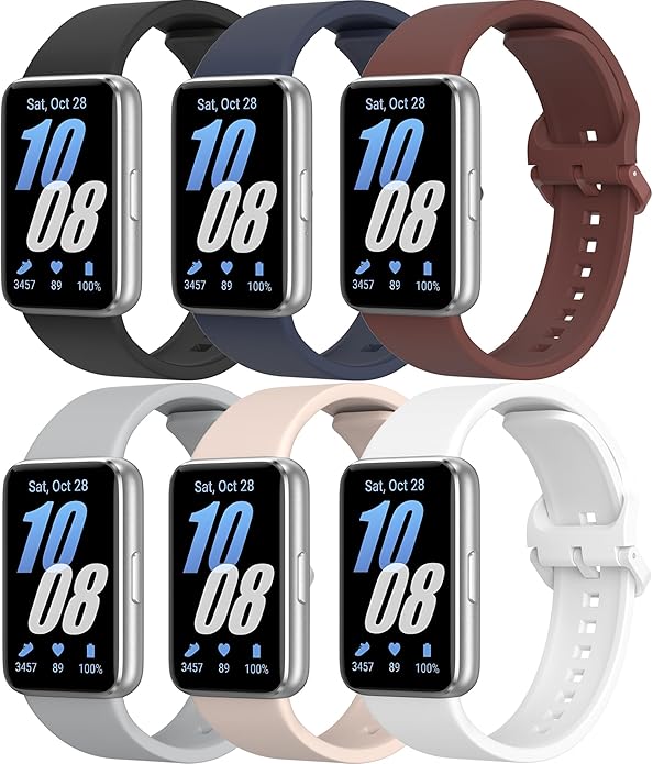 6 PACK Bands for Samsung Galaxy Fit 3 Band Women Men, Soft Silicone Sport Replacement Watch Strap Compatible with Galaxy Fit 3 SM-R390 Smartwatch Accessories
