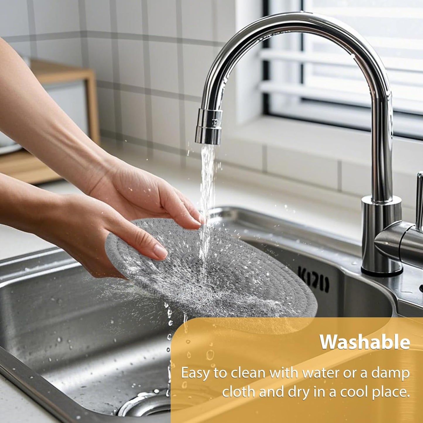 RIOOP Trivets for Hot Dishes, Pots and Pans, 7 Inches Heat Resistant Large Coaster for Kitchen, Anti Stain Hot Pads Plate Mats for Countertops Table Kitchen Essentials Farmhouse Halloween Decor, 4 Pcs